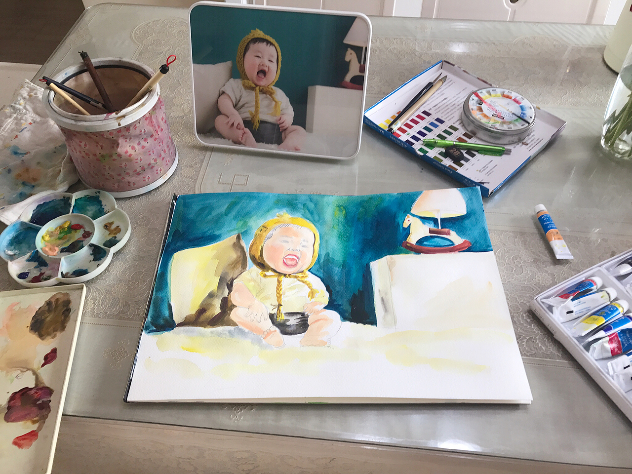 夏日习作—水彩手绘萌宝（图ZODc3ODUzMDA=） - 绘画 - 站酷设计师鱼头小妞原创素材 - 站酷ZCOOL