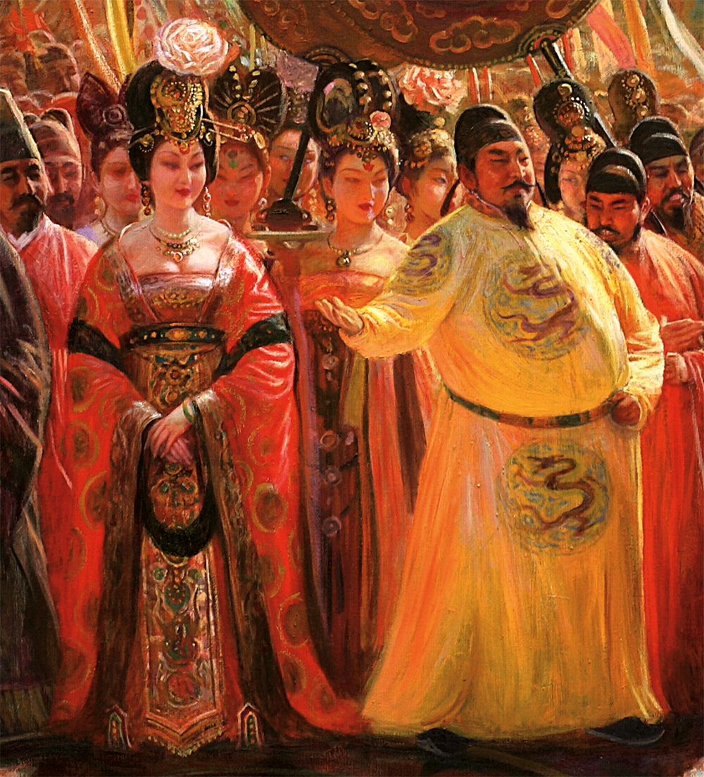 油画作品《大唐皇帝会见外国使臣》