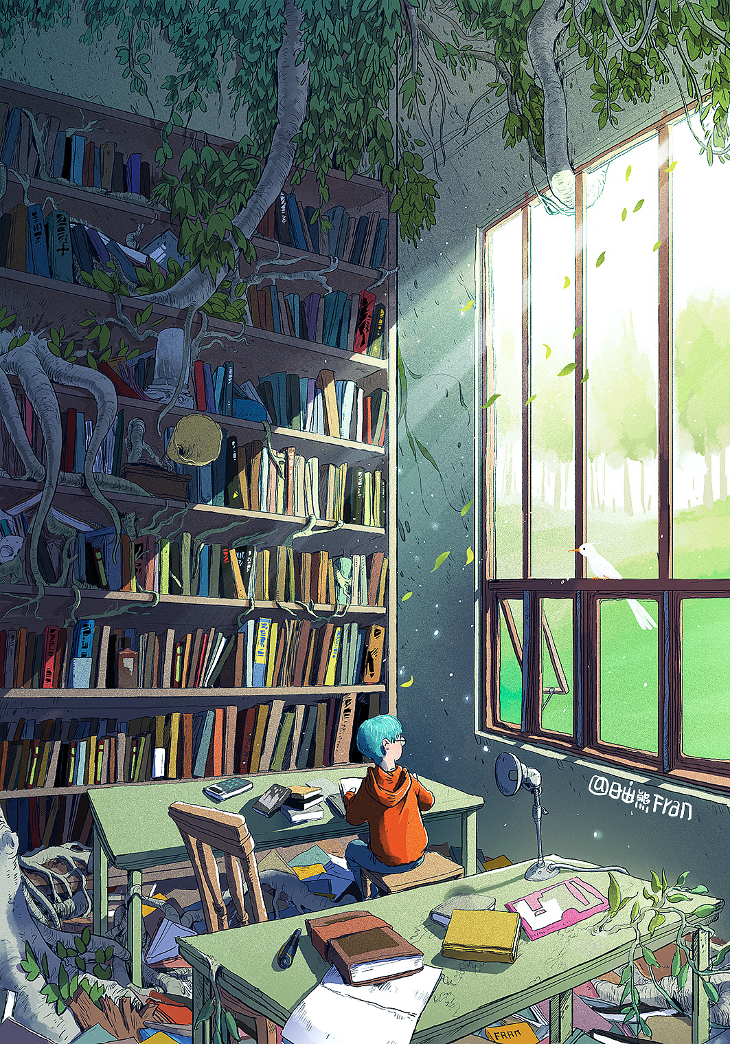 林中图书馆|插画|创作习作|日出熊fran - 原创作品 - 站酷 (zcool)