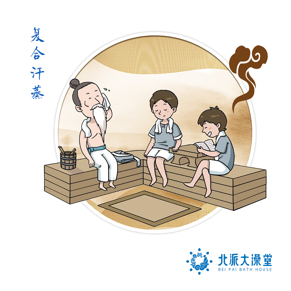 北派大澡堂ip形象设计及养生文化展板物料设计