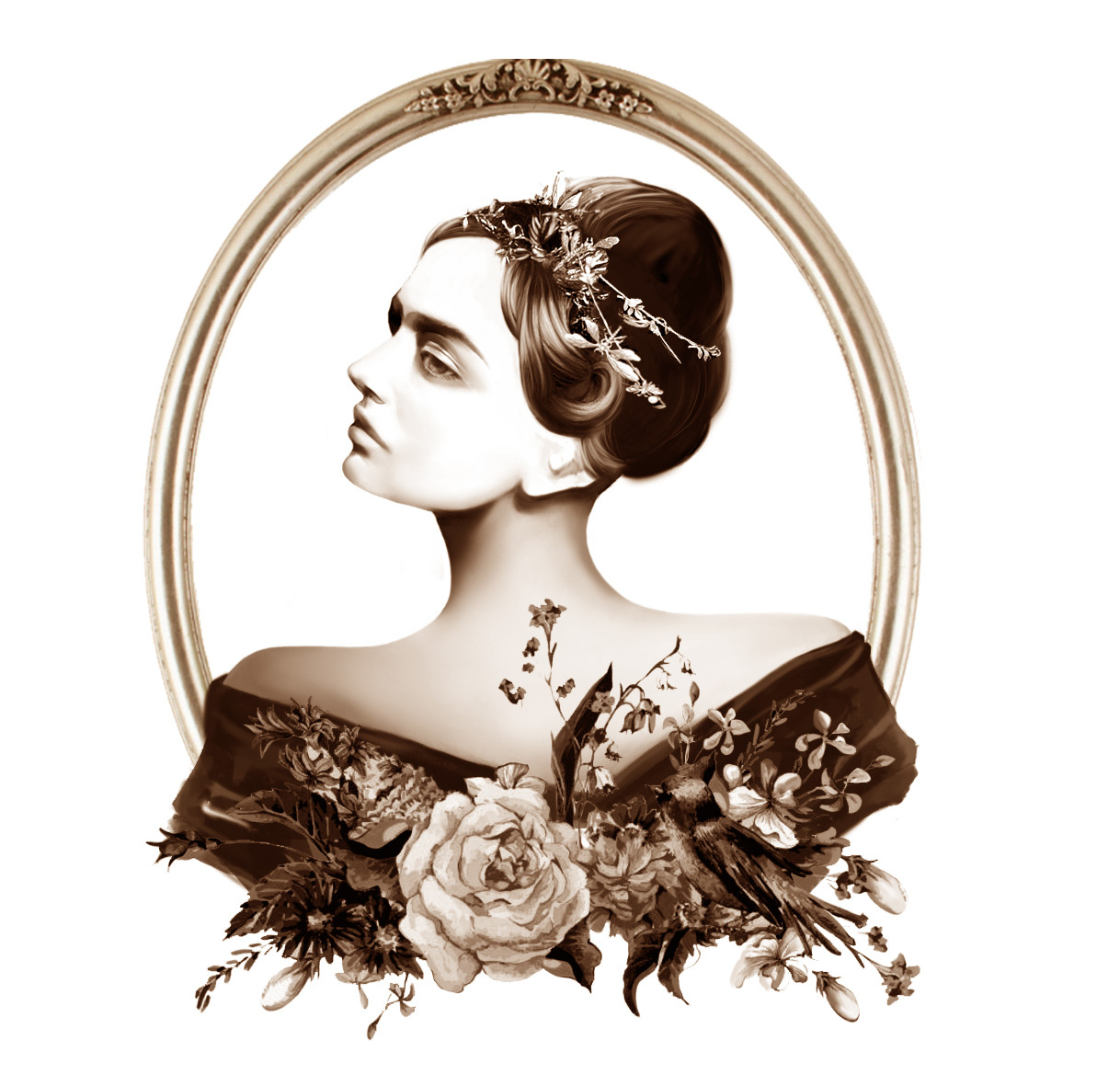 欧美风复古人物 头像 插画