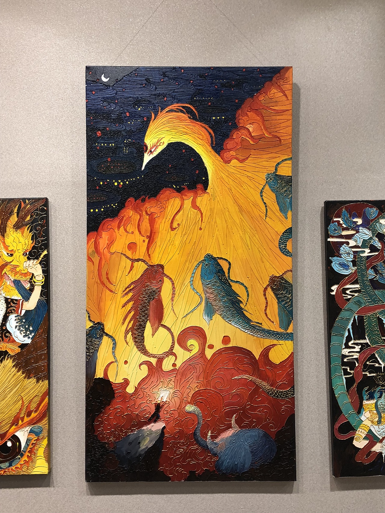 沥粉画毕业设计《沥经山海》|手工艺|工艺品设计