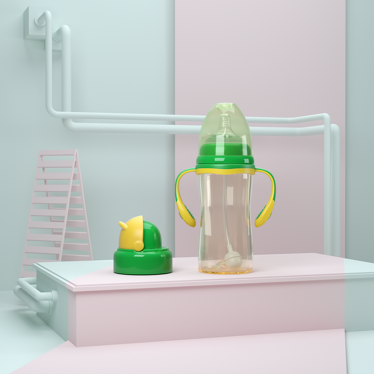 奶瓶产品渲染|三维|产品|暮江Joker - 原创作品 - 站酷 (ZCOOL)