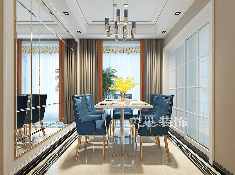 翰林雅苑140平现代简约三居室装修,轻奢时尚的美家---餐厅