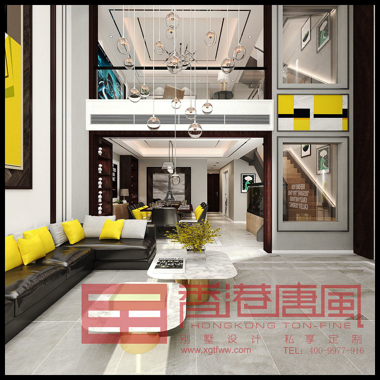 济南领秀城200平现代简约风格别墅装修设计