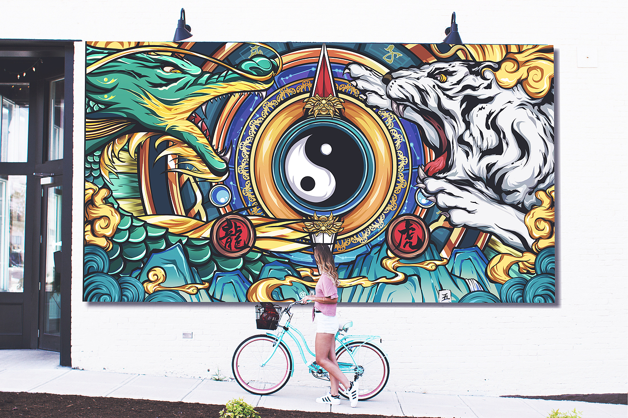 《龙争虎斗》国潮插画展示与应用（图ZMjMwODkzMjQ4） - 创作习作 - 站酷设计师小小Jeet原创素材 - 站酷ZCOOL