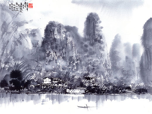古风水墨-漓江竹林
