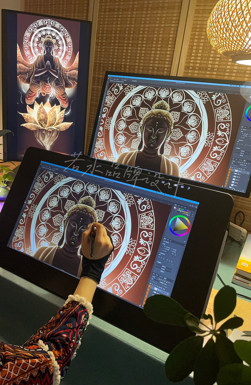 佛像插画 禅心若莲，空而成佛