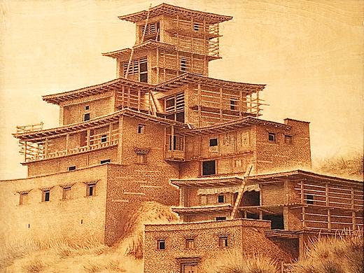 烙画 日斯满巴碉房