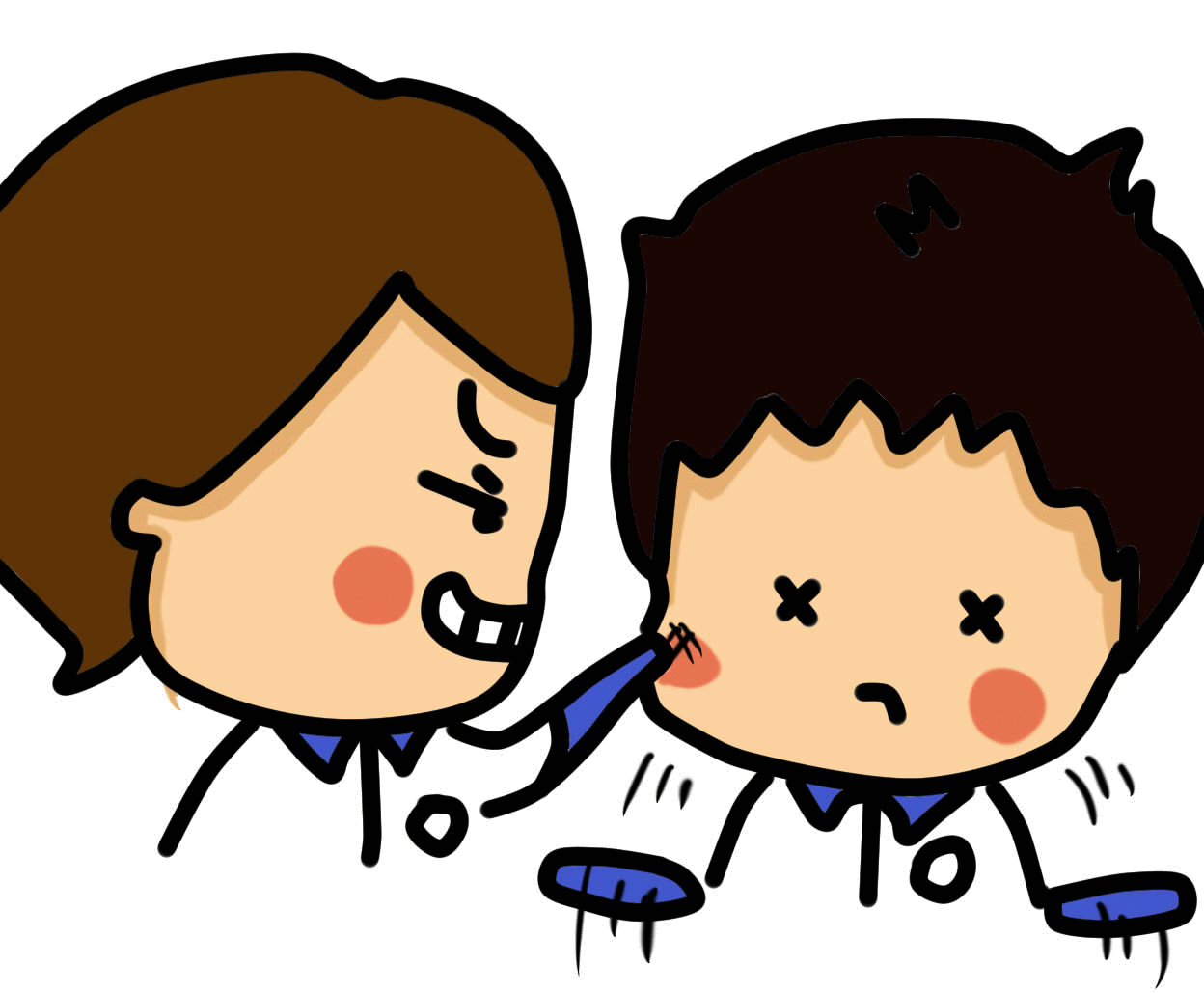 梁呆呆野蛮的向王乐乐要作业抄