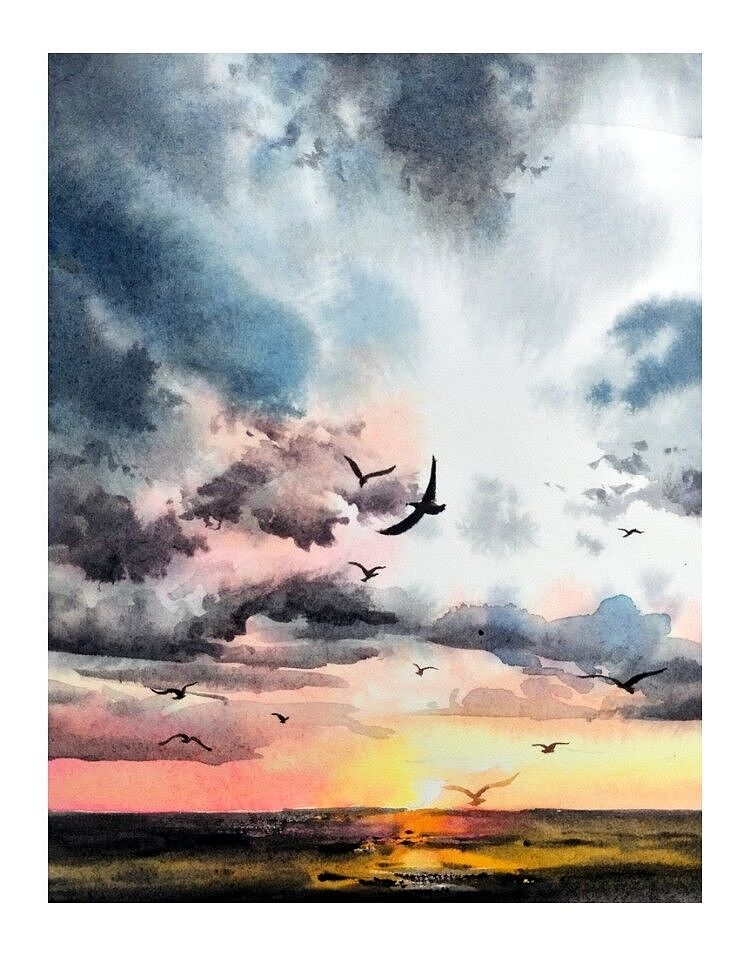 唯美水彩画,简单生活简单水彩