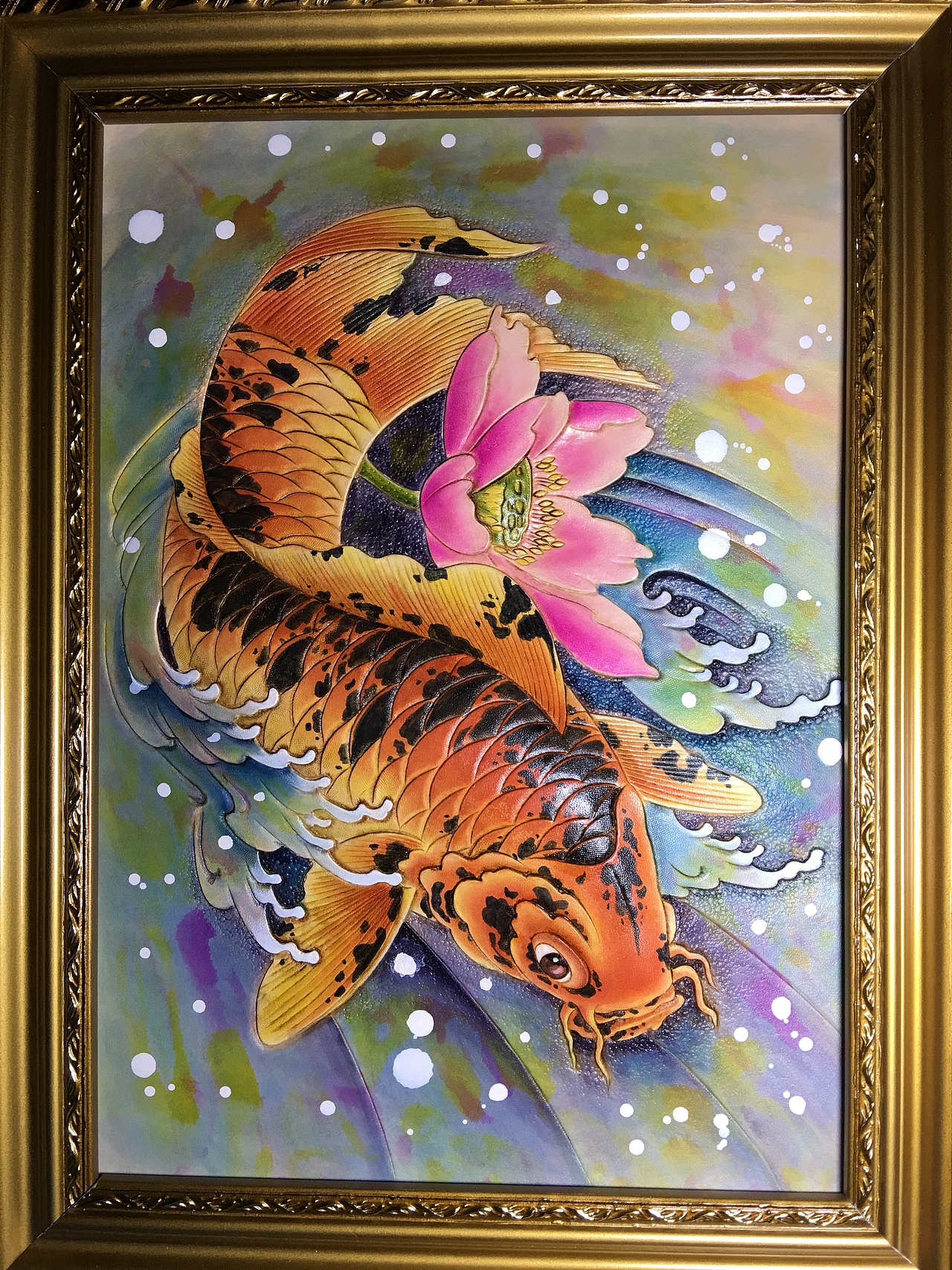 皮雕画—-斑纹锦鲤（图ZMTQxMzM2NDIw） - 工艺品设计 - 站酷设计师斑寅原创素材 - 站酷ZCOOL