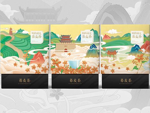 苦荞茶-包装插画设计
