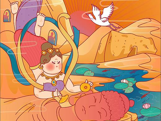 敦煌情6/6（个人主页-ZNTIzMDYzMDA=） - 商业插画 - 站酷设计师飞侠小捕头原创素材 - 站酷ZCOOL