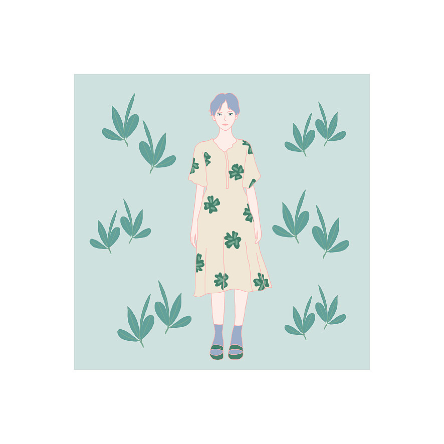 生长的形状特有的颜色纹理是植物与女孩的部分共性