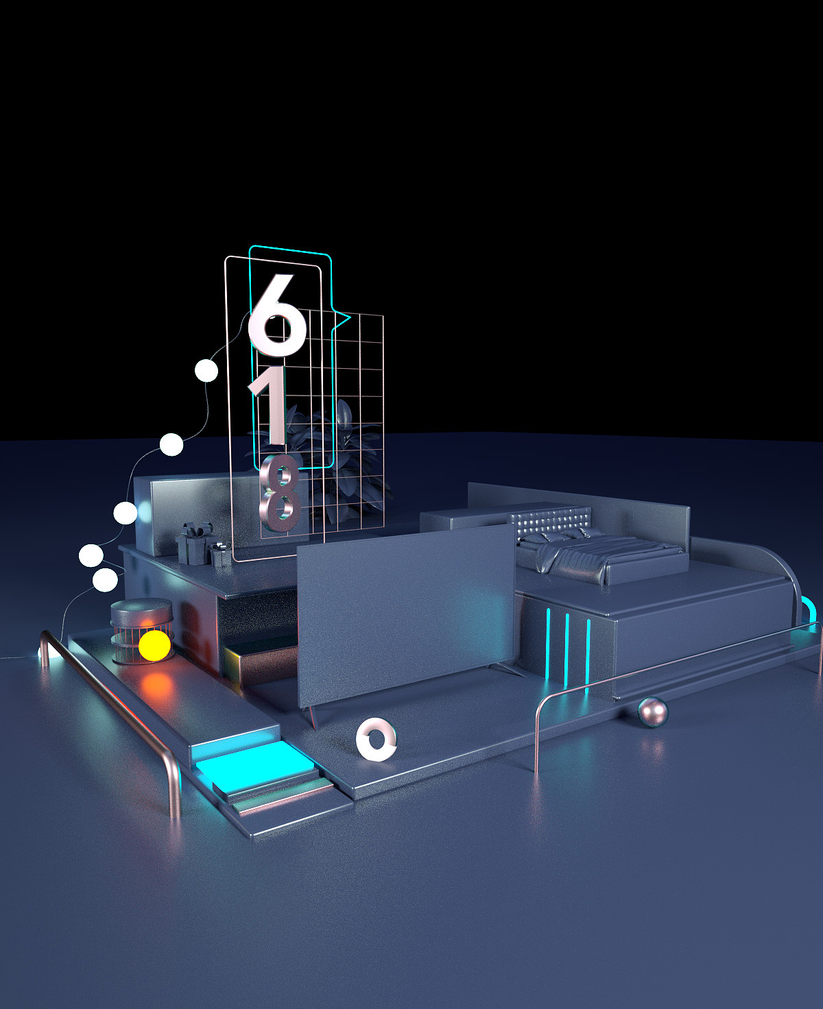 618年中海报c4d三维模型