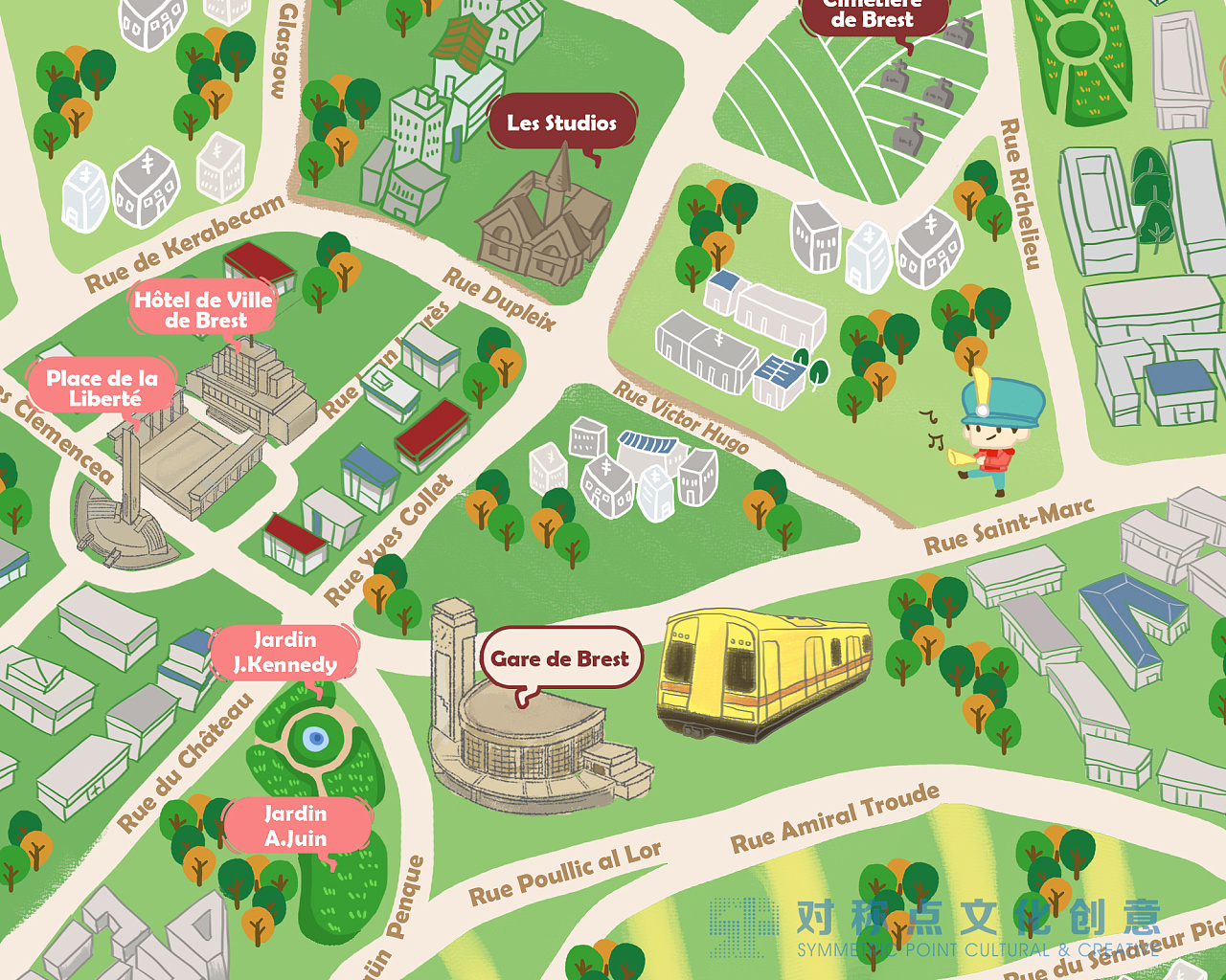 法国布雷斯特手绘地图