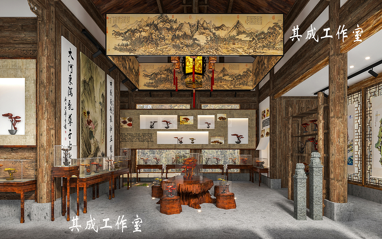 展厅设计 灵芝展厅 工装展厅