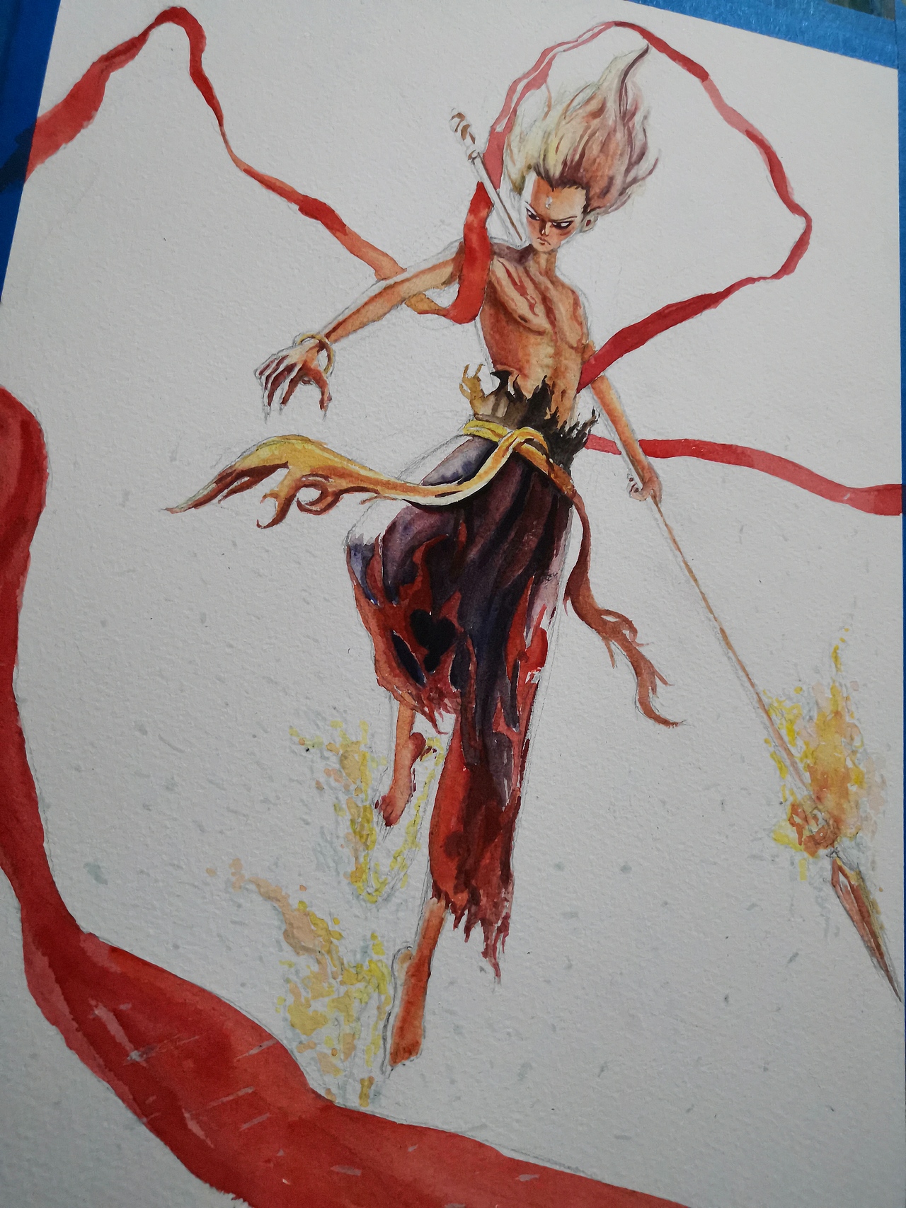 哪吒魔童降世水彩插画练习临摹海报