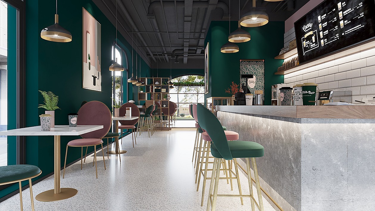 咖啡厅设计（图ZMjQxNTM2MTcy） - 家装设计 - 站酷设计师张美丽效果图原创素材 - 站酷ZCOOL