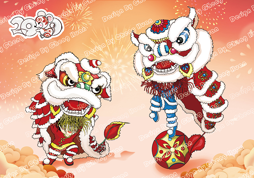 雄狮舞动贺新年