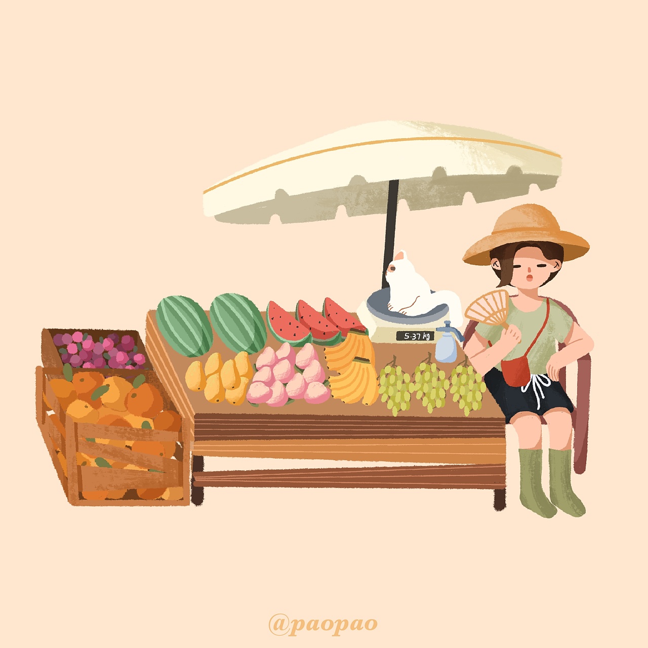 《夏日小摊》7715|插画|插画习作|paopaozy - 原创作品 - 站酷