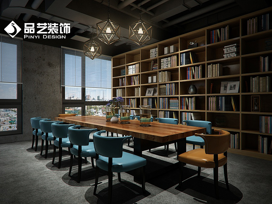 工业复古loft风格办公室 工作室装修设计 水泥墙，公司会议室设计