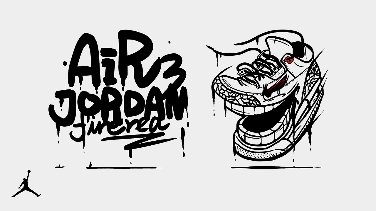AIR JORDNA-3 FIRE RED（图ZMjgwNzMyMzI4） - 新锐潮流插画 - 站酷设计师一圈大胡子原创素材 - 站酷ZCOOL