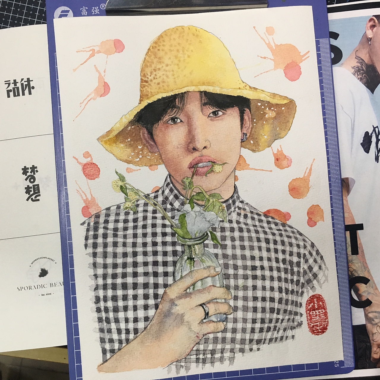 不記名水彩肖像作品