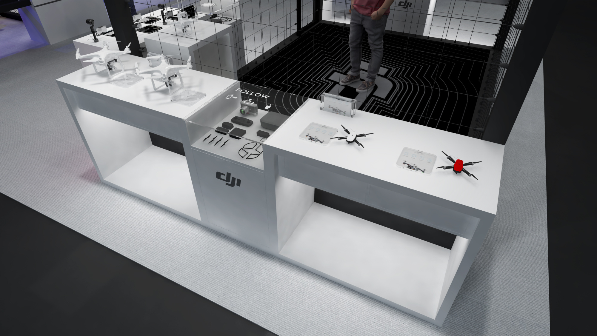 dji-nab专业展-简洁黑白灰展台