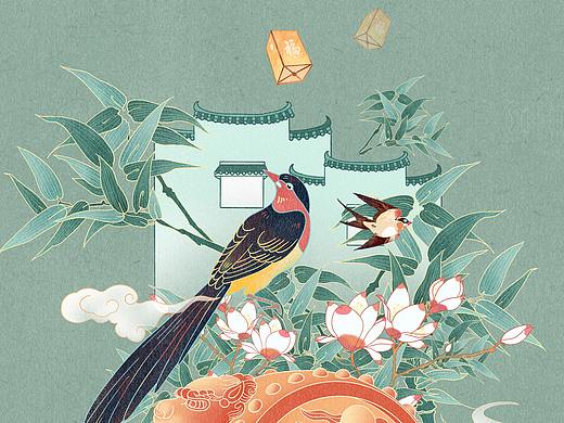 螺洲古镇节气插画