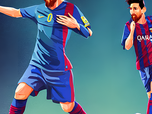 #AI创作实验室#一个男孩穿着梅西的衣服踢足球