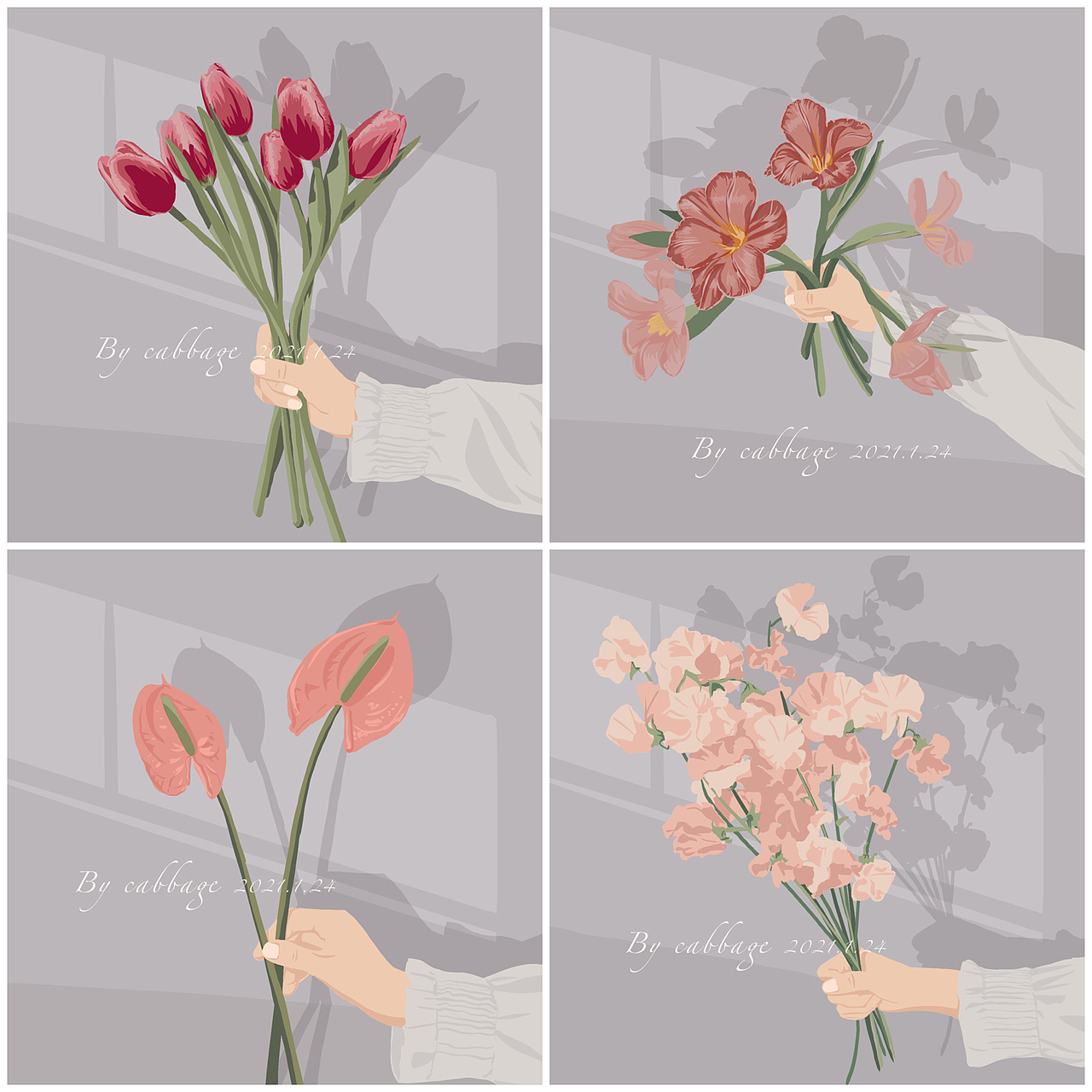 插画《光 · 影 · 花》