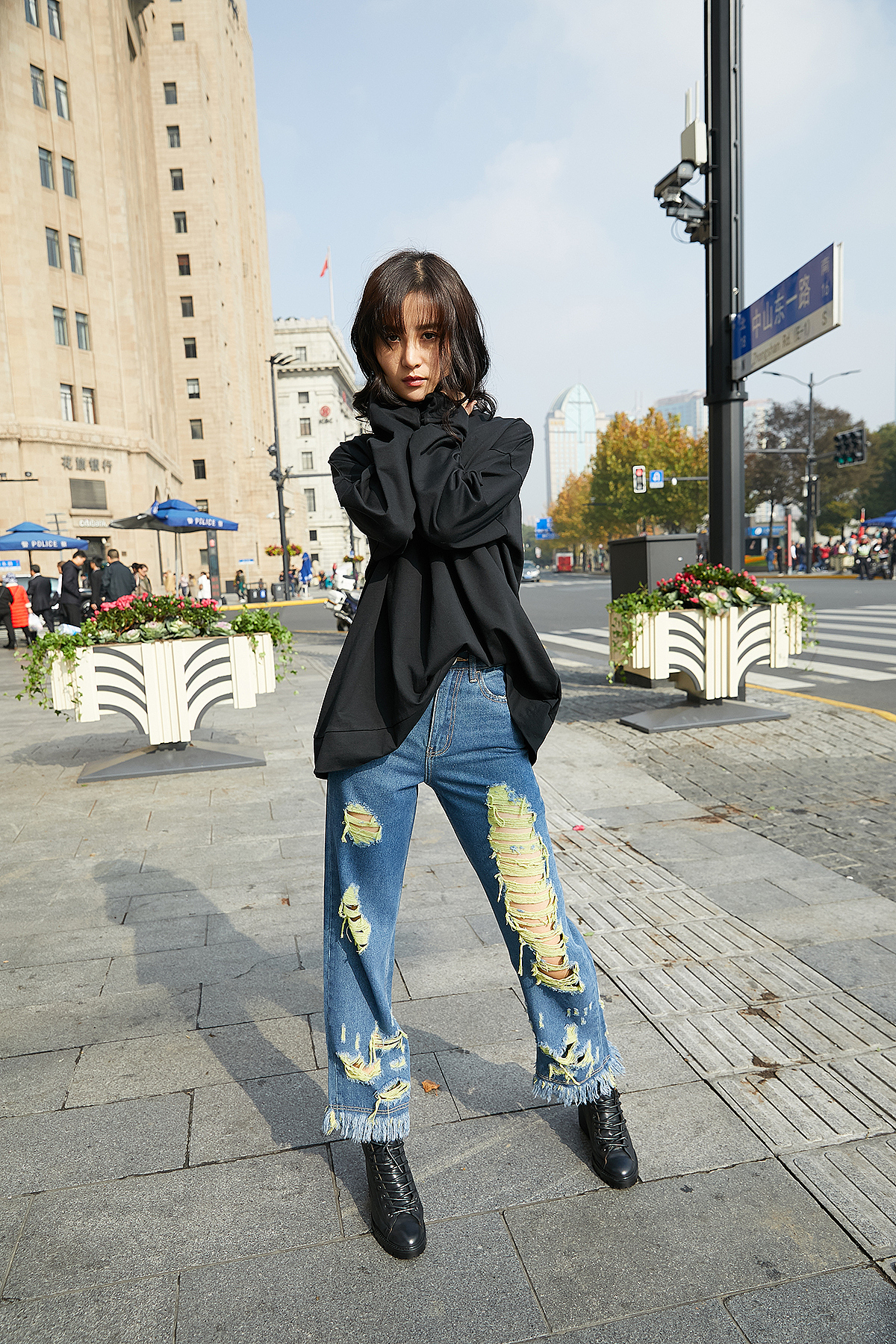 服装模特拍摄 女装网拍 外景外滩