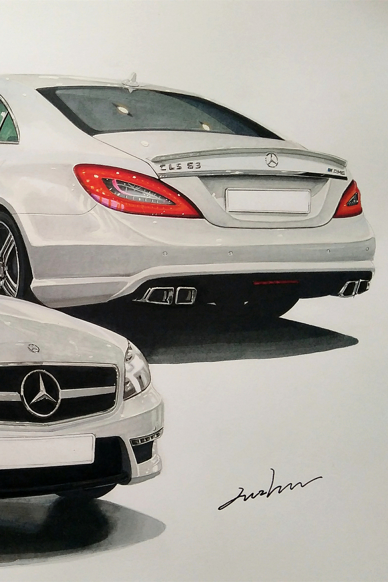 马克笔汽车手绘梅赛德斯奔驰amgcls632013