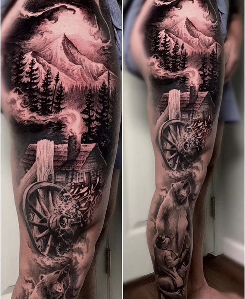 欧美大型纹身和黑会儿重彩合集满背包臀的嘎巴拉主题