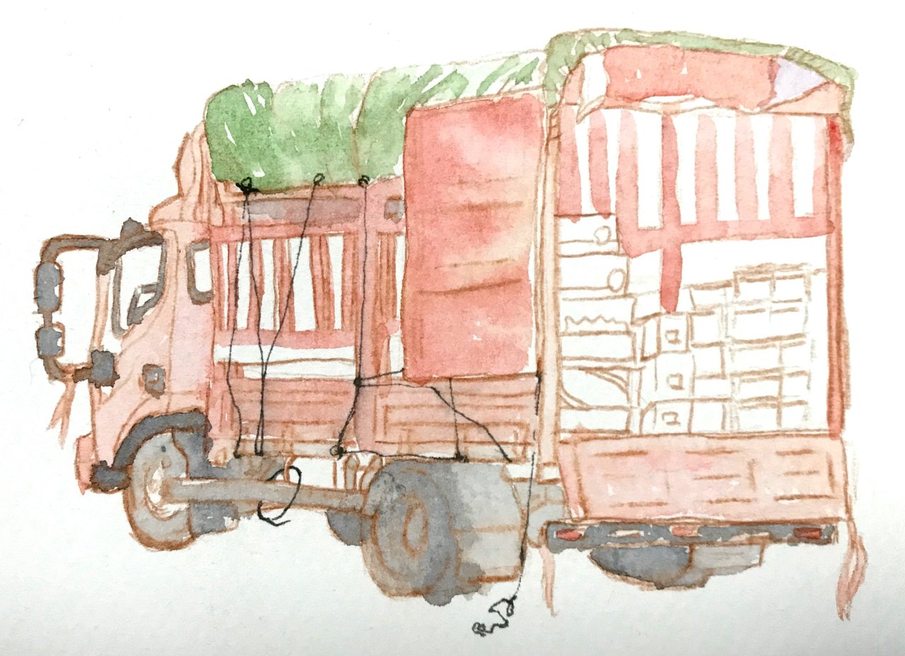 水果货车 | 水彩