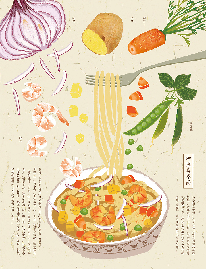 乌冬面 うどん（图ZMzQ1MDIzMDg=） - 商业插画 - 站酷设计师biiig_bear原创素材 - 站酷ZCOOL