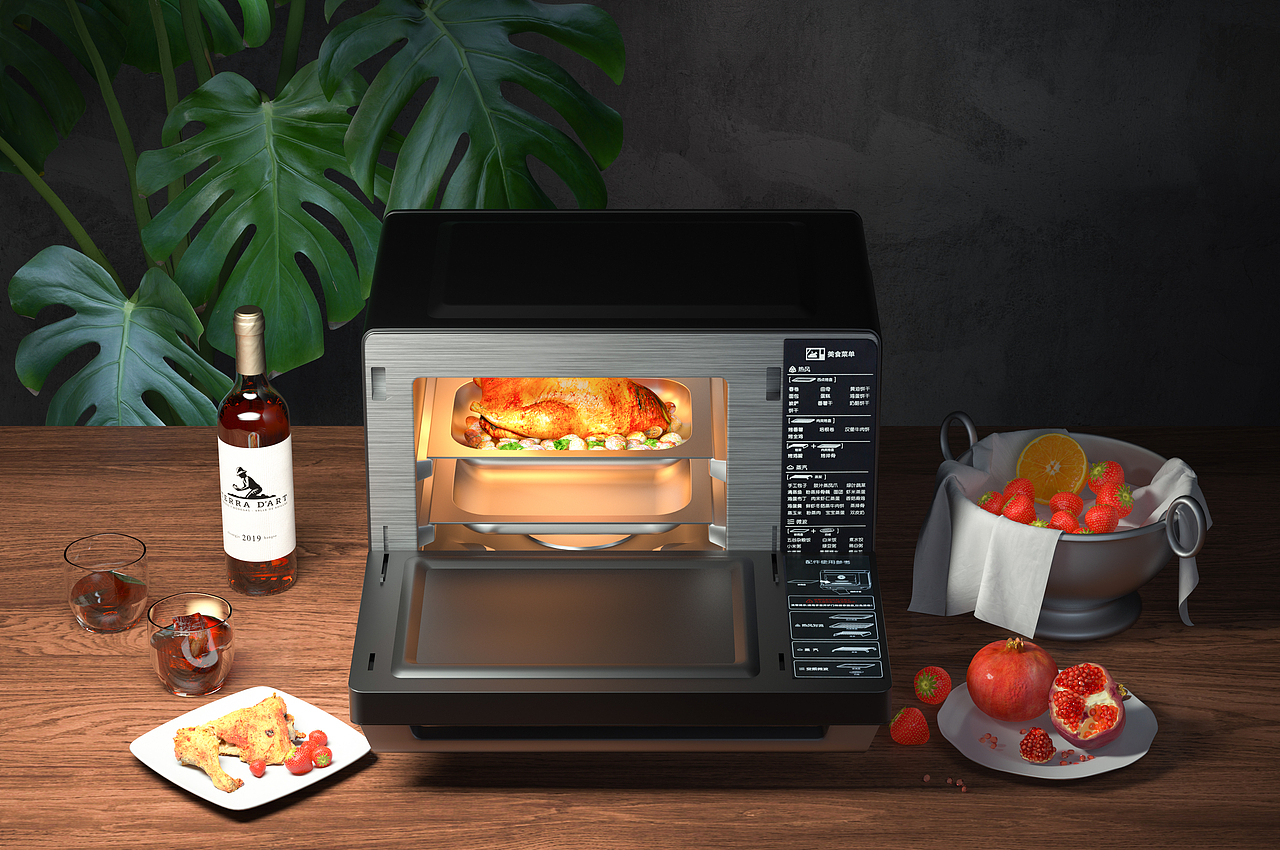 烤箱/微波炉场景3D渲染