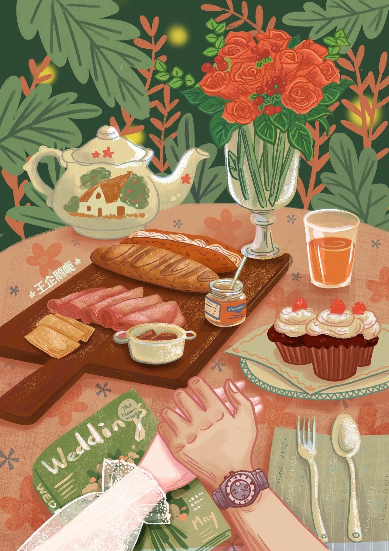 情人的餐桌|插画|商业插画|王企鹅呃 - 原创作品 - 站酷 (zcool)