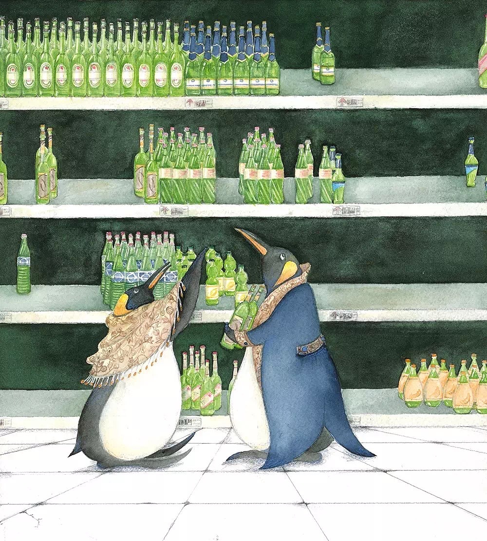 《喝喝哒》纸本水彩