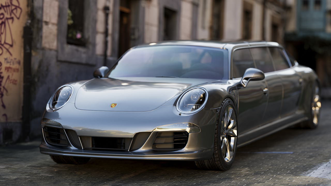 75原创作品三维机械/交通保时捷加长版911blendercyclesporsche语言