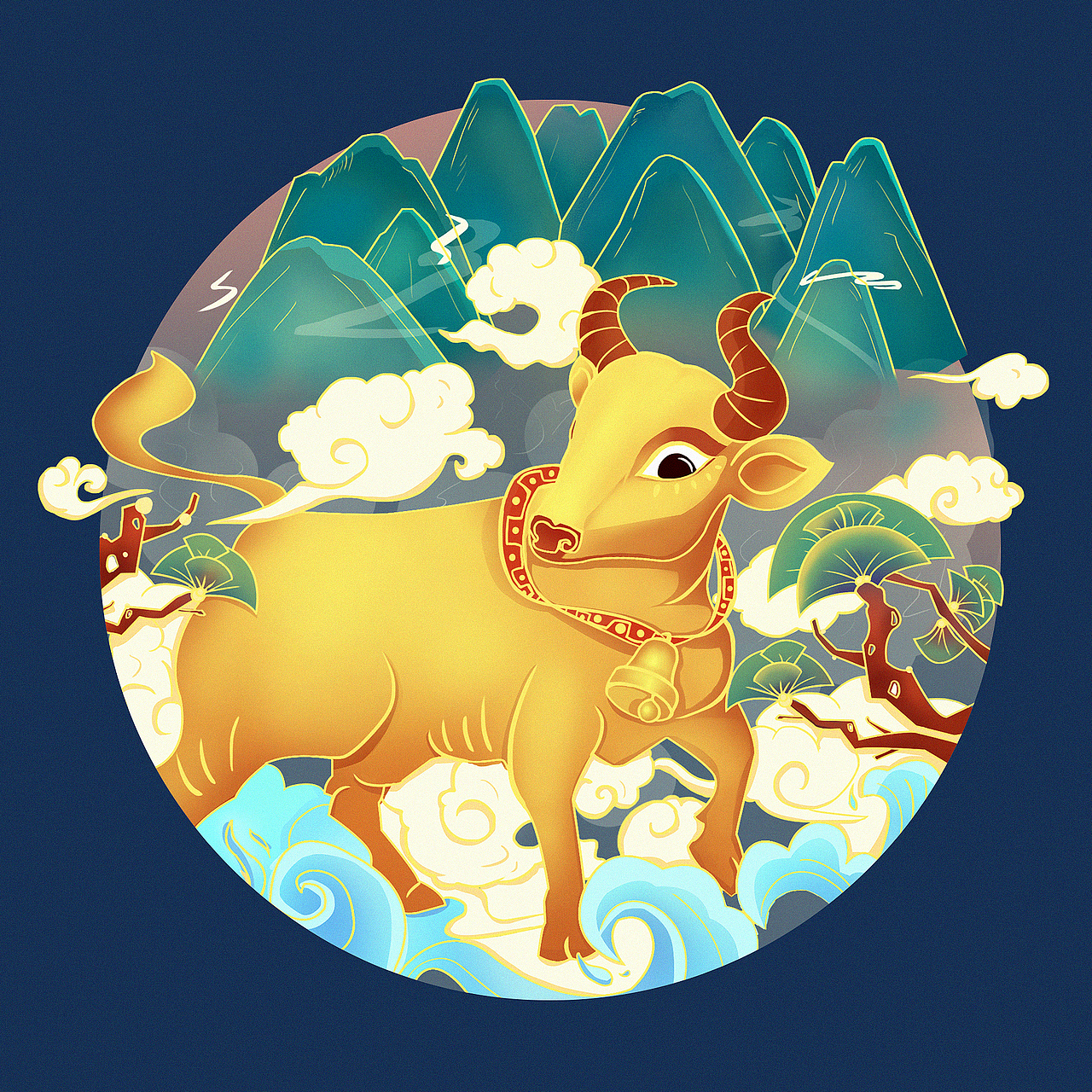 "牛"转乾坤|插画|创作习作|桃九pnine_原创作品-站酷zcool