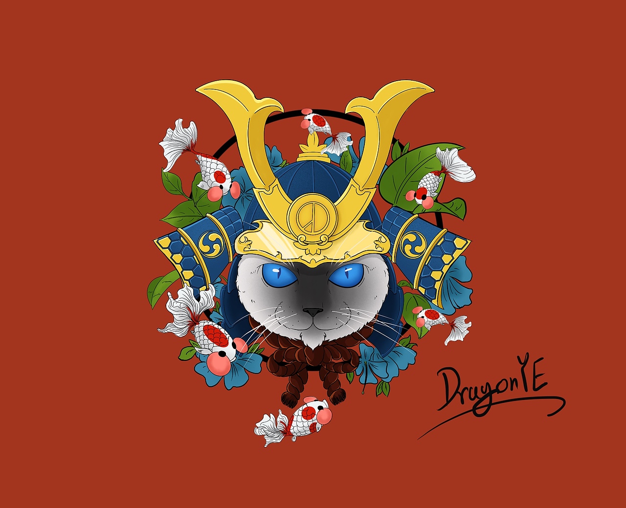 武士猫头像创作