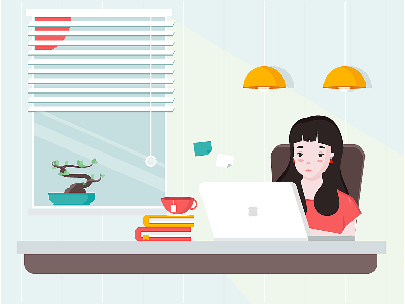 工作达人妹纸——学习配色dribbble插画临摹