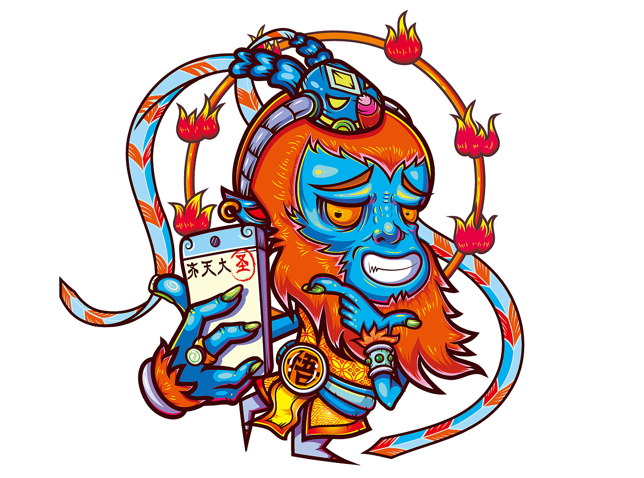 矢量画--悟空（图ZNTk3NzE1ODg=） - 商业插画 - 站酷设计师菠妞原创素材 - 站酷ZCOOL