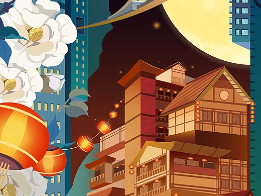 城市插画——重庆洪崖洞