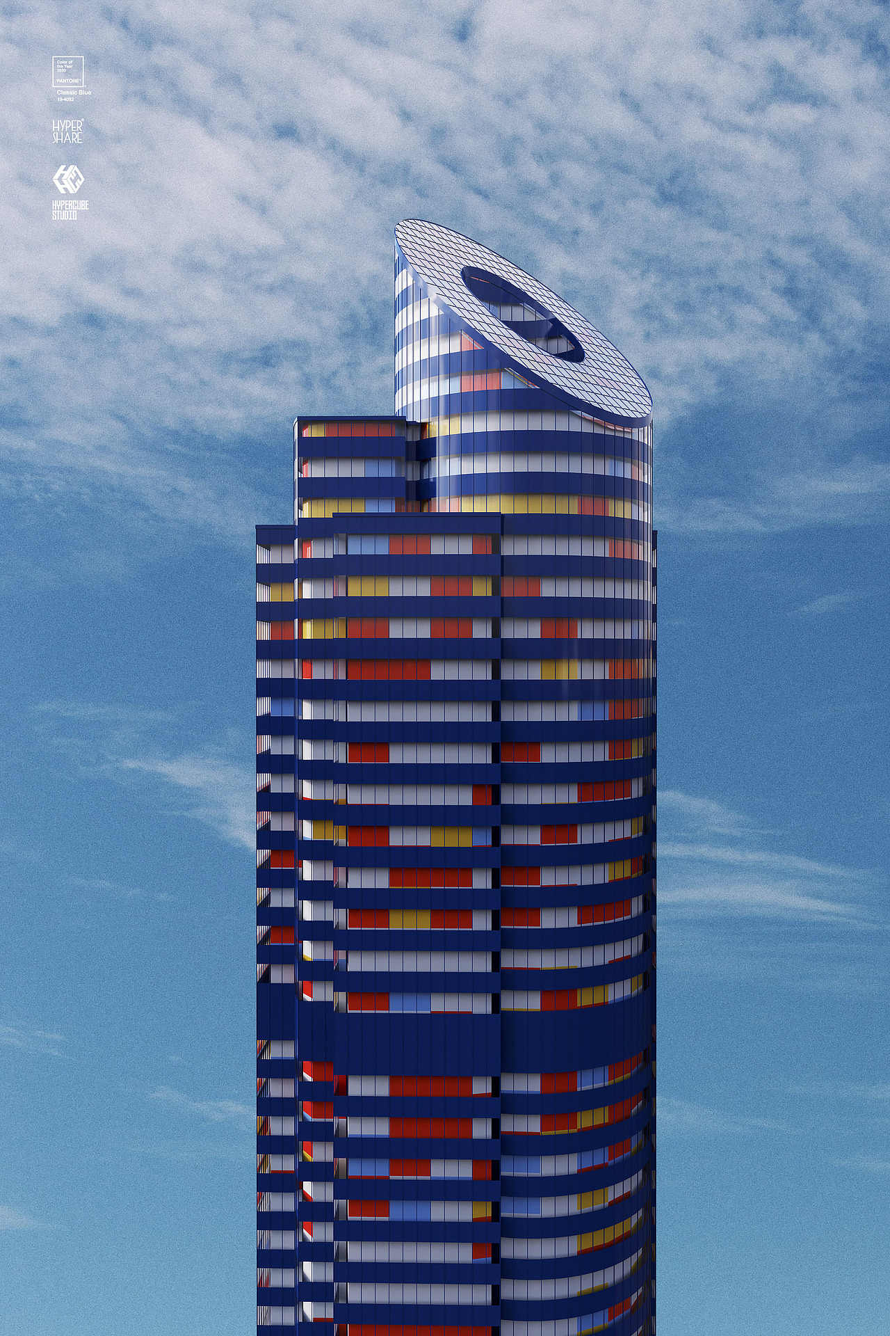 Architecture for classic blue of Pantone 2020