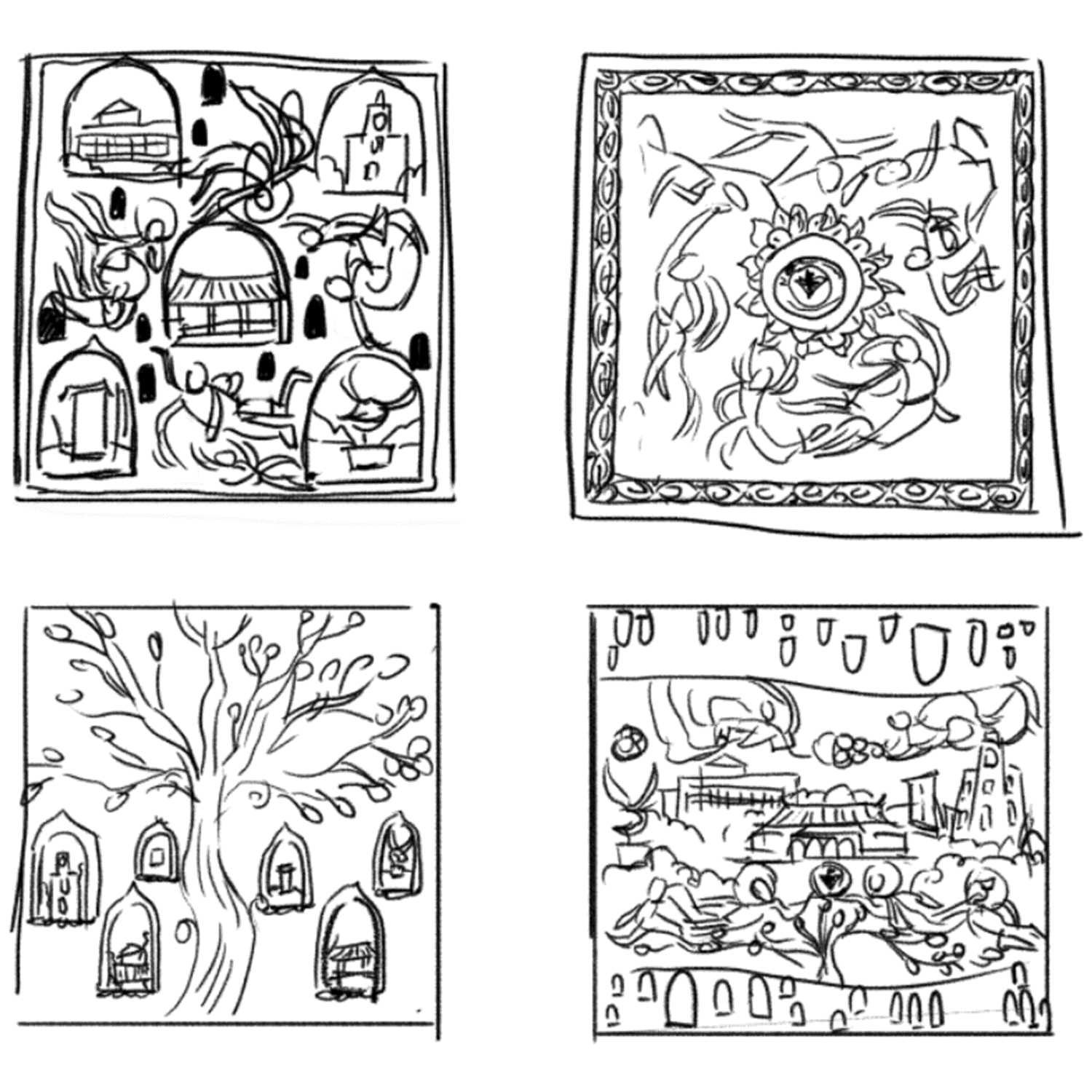 产品插画/浙江大学x云冈石窟 云中永恒丝巾插画