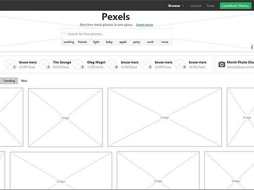 图片素材类Web原型制作分享-Pexels